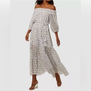 NWT | MISA Los Angeles Artemis Off The Shoulder Belted Chiffon Dress | Size S